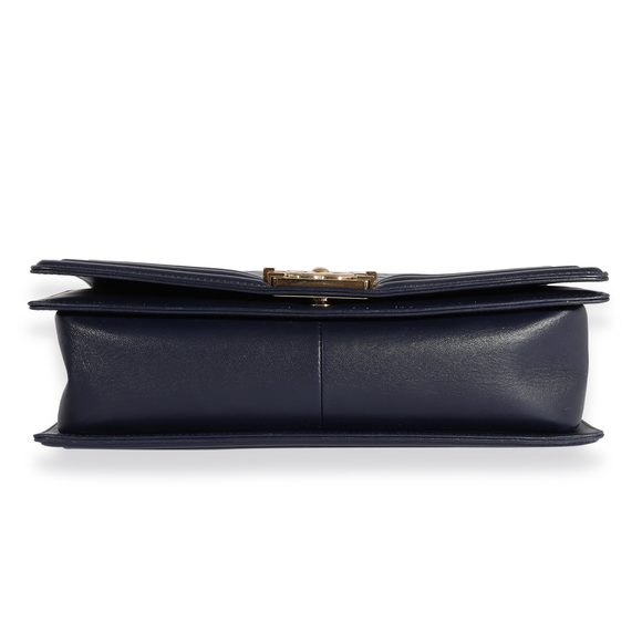 Chanel Navy Quilted Lambskin Large Boy Bag - Picture 3 of 7